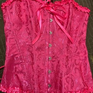 Hot Pink Satin Brocade Corset Top